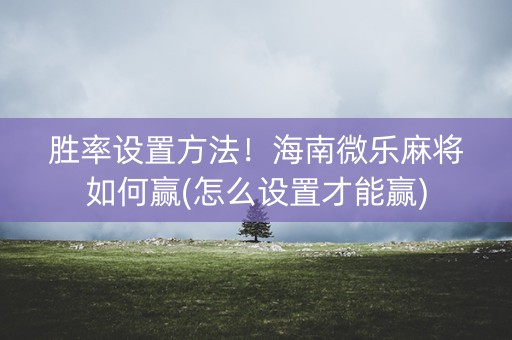 胜率设置方法！海南微乐麻将如何赢(怎么设置才能赢)