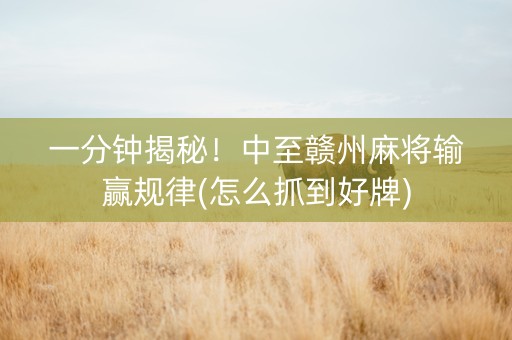一分钟揭秘！中至赣州麻将输赢规律(怎么抓到好牌)