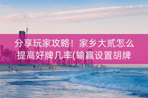 分享玩家攻略！家乡大贰怎么提高好牌几率(输赢设置胡牌规律)