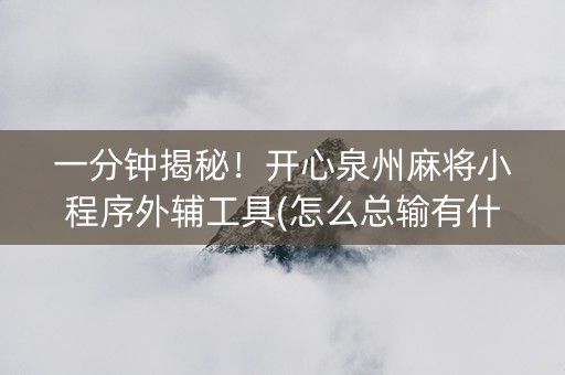 一分钟揭秘！开心泉州麻将小程序外辅工具(怎么总输有什么猫腻)