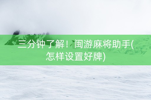 三分钟了解！闽游麻将助手(怎样设置好牌)
