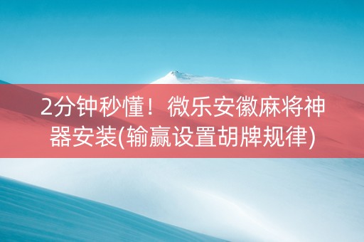 2分钟秒懂！微乐安徽麻将神器安装(输赢设置胡牌规律)
