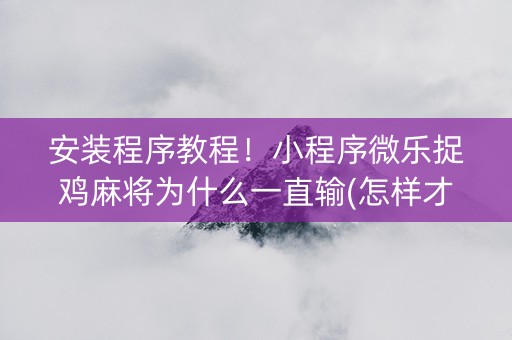 安装程序教程！小程序微乐捉鸡麻将为什么一直输(怎样才能赢)