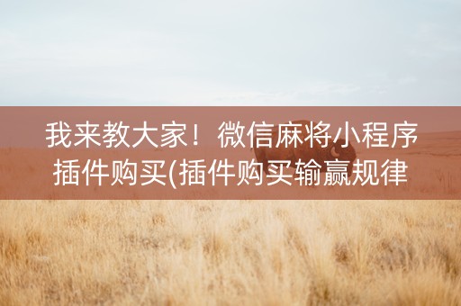我来教大家！微信麻将小程序插件购买(插件购买输赢规律)