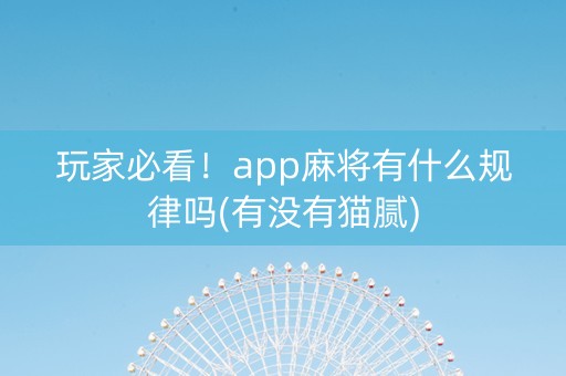 玩家必看！app麻将有什么规律吗(有没有猫腻)