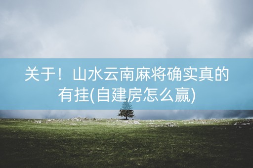 关于！山水云南麻将确实真的有挂(自建房怎么赢)