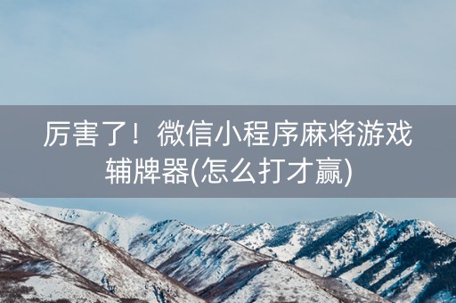 厉害了！微信小程序麻将游戏辅牌器(怎么打才赢)