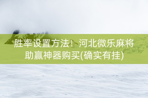 胜率设置方法！河北微乐麻将助赢神器购买(确实有挂)