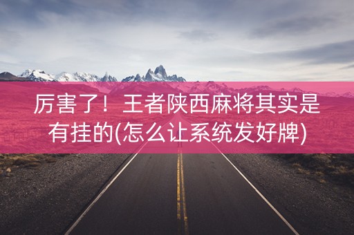 厉害了！王者陕西麻将其实是有挂的(怎么让系统发好牌)
