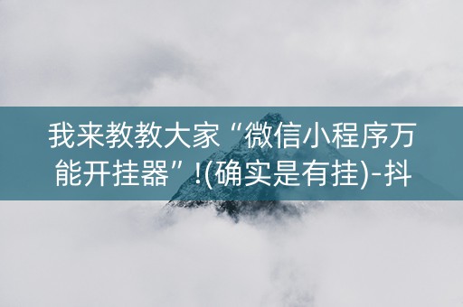 我来教教大家“微信小程序万能开挂器”!(确实是有挂)-抖音