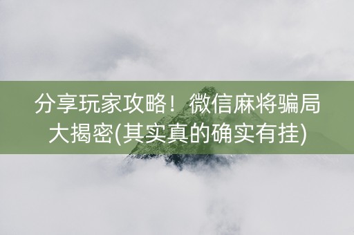 分享玩家攻略！微信麻将骗局大揭密(其实真的确实有挂)