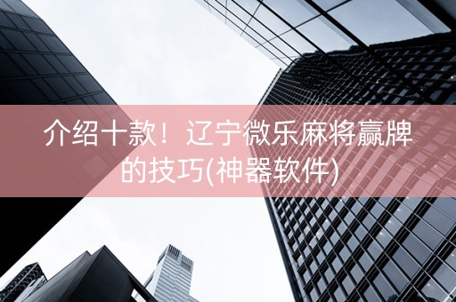 介绍十款！辽宁微乐麻将赢牌的技巧(神器软件)