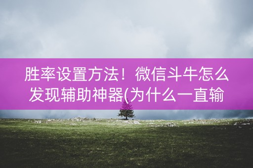 胜率设置方法！微信斗牛怎么发现辅助神器(为什么一直输)
