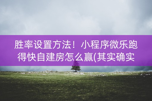 胜率设置方法！小程序微乐跑得快自建房怎么赢(其实确实有挂)