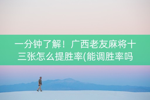 一分钟了解！广西老友麻将十三张怎么提胜率(能调胜率吗)