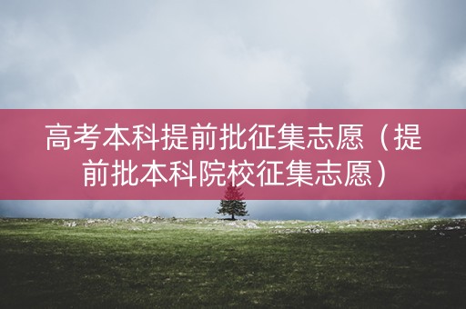 高考本科提前批征集志愿（提前批本科院校征集志愿）
