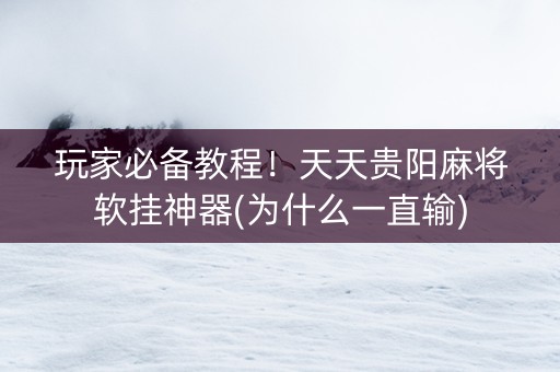 玩家必备教程！天天贵阳麻将软挂神器(为什么一直输)