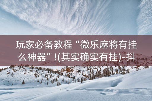 玩家必备教程“微乐麻将有挂么神器”!(其实确实有挂)-抖音