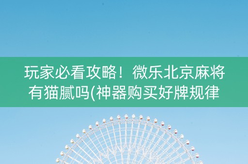 玩家必看攻略！微乐北京麻将有猫腻吗(神器购买好牌规律)