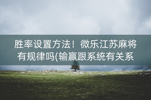 胜率设置方法！微乐江苏麻将有规律吗(输赢跟系统有关系吗)