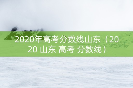 2020年高考分数线山东（2020 山东 高考 分数线）