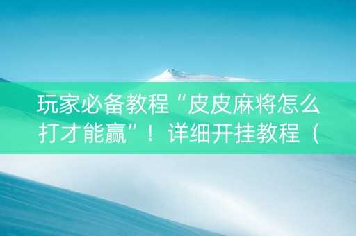 玩家必备教程“皮皮麻将怎么打才能赢”！详细开挂教程（确实真的有挂)-抖音