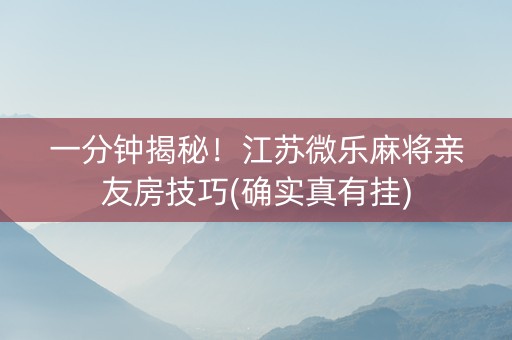 一分钟揭秘！江苏微乐麻将亲友房技巧(确实真有挂)