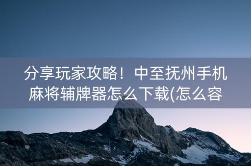 分享玩家攻略！中至抚州手机麻将辅牌器怎么下载(怎么容易赢)