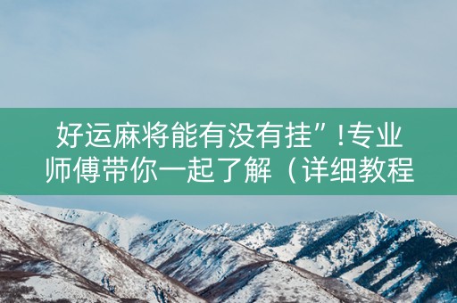 好运麻将能有没有挂”!专业师傅带你一起了解（详细教程）-抖音