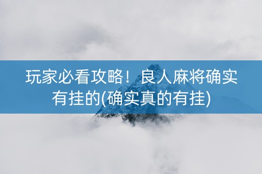 玩家必看攻略！良人麻将确实有挂的(确实真的有挂)