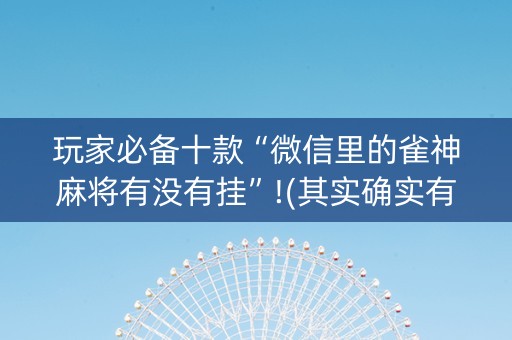 玩家必备十款“微信里的雀神麻将有没有挂”!(其实确实有挂)-抖音