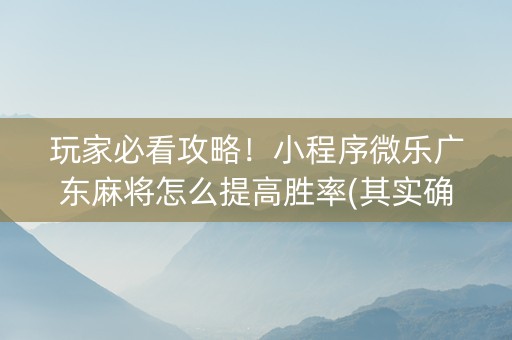 玩家必看攻略！小程序微乐广东麻将怎么提高胜率(其实确实有挂)