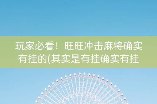 玩家必看！旺旺冲击麻将确实有挂的(其实是有挂确实有挂)