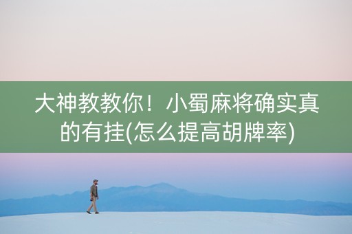 大神教教你！小蜀麻将确实真的有挂(怎么提高胡牌率)