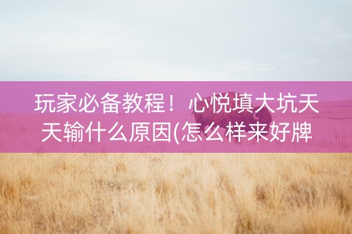 玩家必备教程！心悦填大坑天天输什么原因(怎么样来好牌)