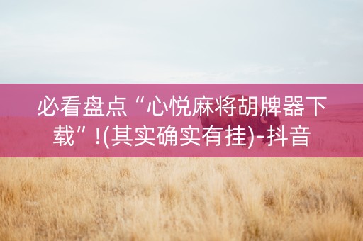 必看盘点“心悦麻将胡牌器下载”!(其实确实有挂)-抖音