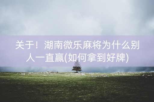 关于！湖南微乐麻将为什么别人一直赢(如何拿到好牌)