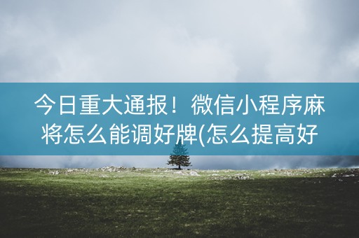 今日重大通报！微信小程序麻将怎么能调好牌(怎么提高好牌几率)