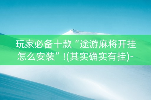 玩家必备十款“途游麻将开挂怎么安装”!(其实确实有挂)-抖音