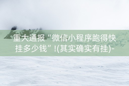 重大通报“微信小程序跑得快挂多少钱”!(其实确实有挂)-抖音