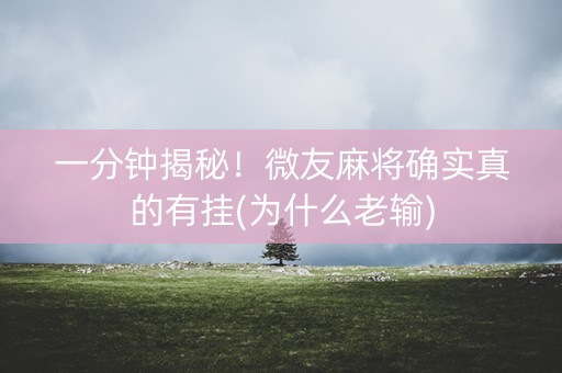 一分钟揭秘！微友麻将确实真的有挂(为什么老输)