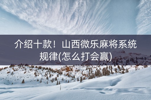 介绍十款！山西微乐麻将系统规律(怎么打会赢)