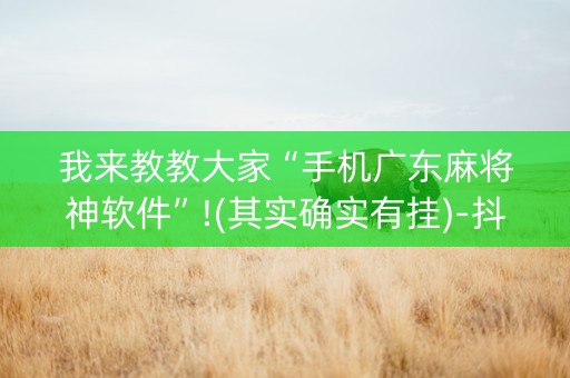 我来教教大家“手机广东麻将神软件”!(其实确实有挂)-抖音