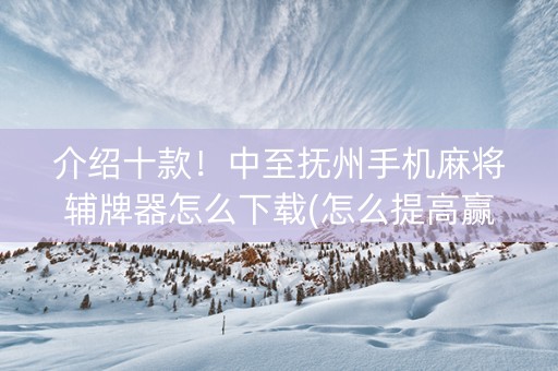 介绍十款！中至抚州手机麻将辅牌器怎么下载(怎么提高赢牌率)