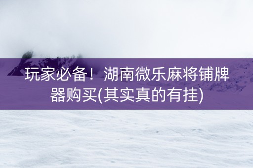 玩家必备！湖南微乐麻将铺牌器购买(其实真的有挂)