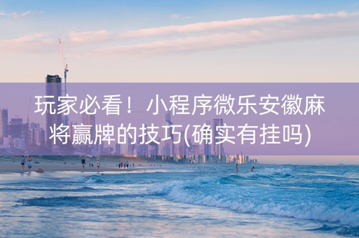 玩家必看！小程序微乐安徽麻将赢牌的技巧(确实有挂吗)