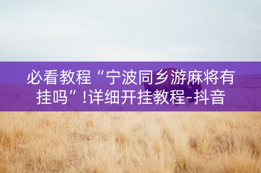 必看教程“宁波同乡游麻将有挂吗”!详细开挂教程-抖音