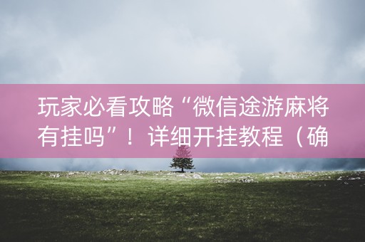 玩家必看攻略“微信途游麻将有挂吗”！详细开挂教程（确实真的有挂)-抖音