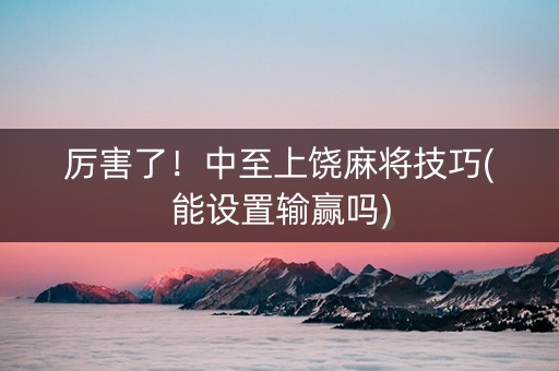 厉害了！中至上饶麻将技巧(能设置输赢吗)