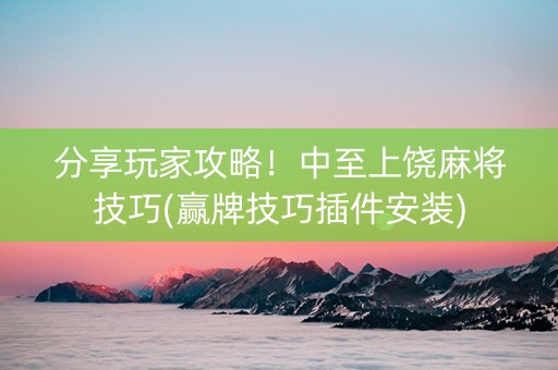 分享玩家攻略！中至上饶麻将技巧(赢牌技巧插件安装)